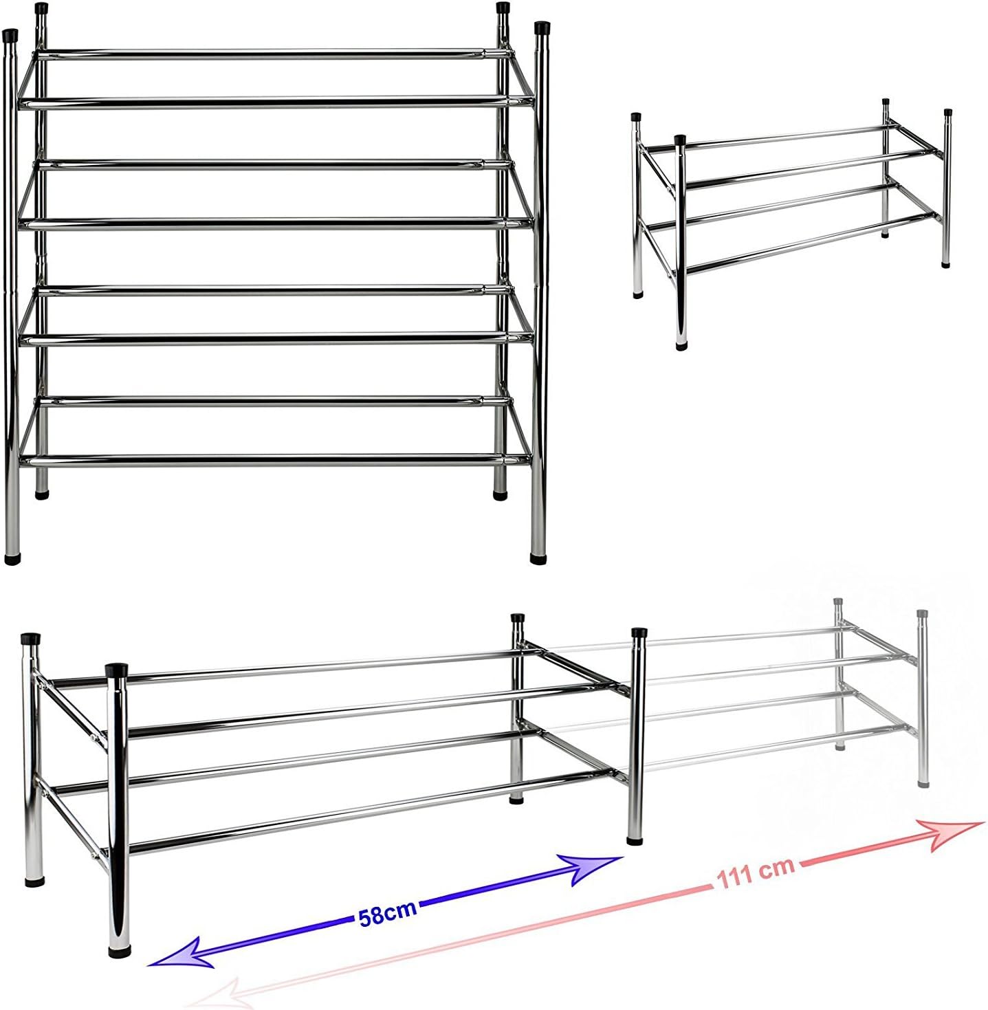 Mastronics 4 Tier Extendable Shoe Rack Stackable Adjustable Space Saving Shelf Stand