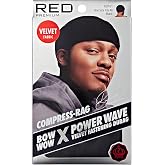Red by Kiss Premium Bow Wow X Power Wave Durag, 360 Wave Compression Cap for Men &amp; Women, Adjustable Hook-and-Loop Strap, Stylish &amp; Durable, Ideal for Locs, Braids, Finger Waves, Velvet Black
