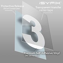 iSYFIX White Vinyl Number 3 (Three) Stickers - 6