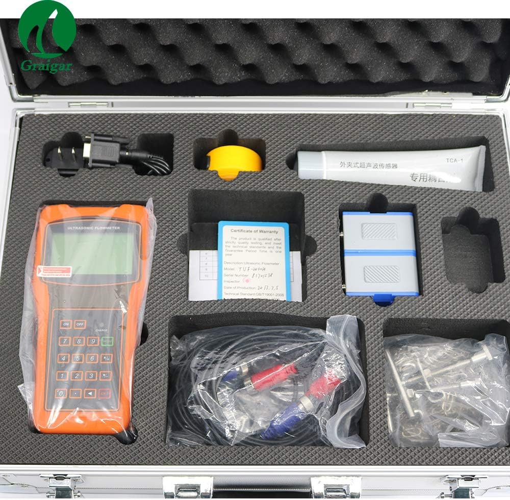 Utini Portable Ultrasonic Flow Meter TUF-2000H with TM-1 Transducer (DN50-700mm) Handheld Flowmeter