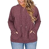 ROSRISS Womens-Plus-Size-Hoodies-Sweatshirts Casual Long Sleeve Pullover Sweaters Dressy Knit Tops with Pockets XL-5XL
