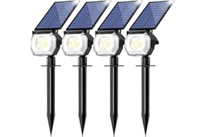 btfarm 4 Pack Solar Spot Lights Outdoor Waterproof IP65, 52 LED Solar Landscape Lights 3 Lighting Modes, Solar Powered Spotlights Solar Lights Outdoor for Outside Yard Garden Tree (Cool White)