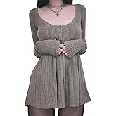 Womens Y2k Knit Sweater Balletcore Fairy Grunge Harajuku Preppy Solid Pullover Top Vintage Long Sleeve Shirt