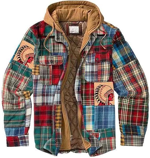 Men's Quilted Lined Flannel Shirt Jacket Long Sleeve Casual Hooded Coats Outwear at Amazon Men’s