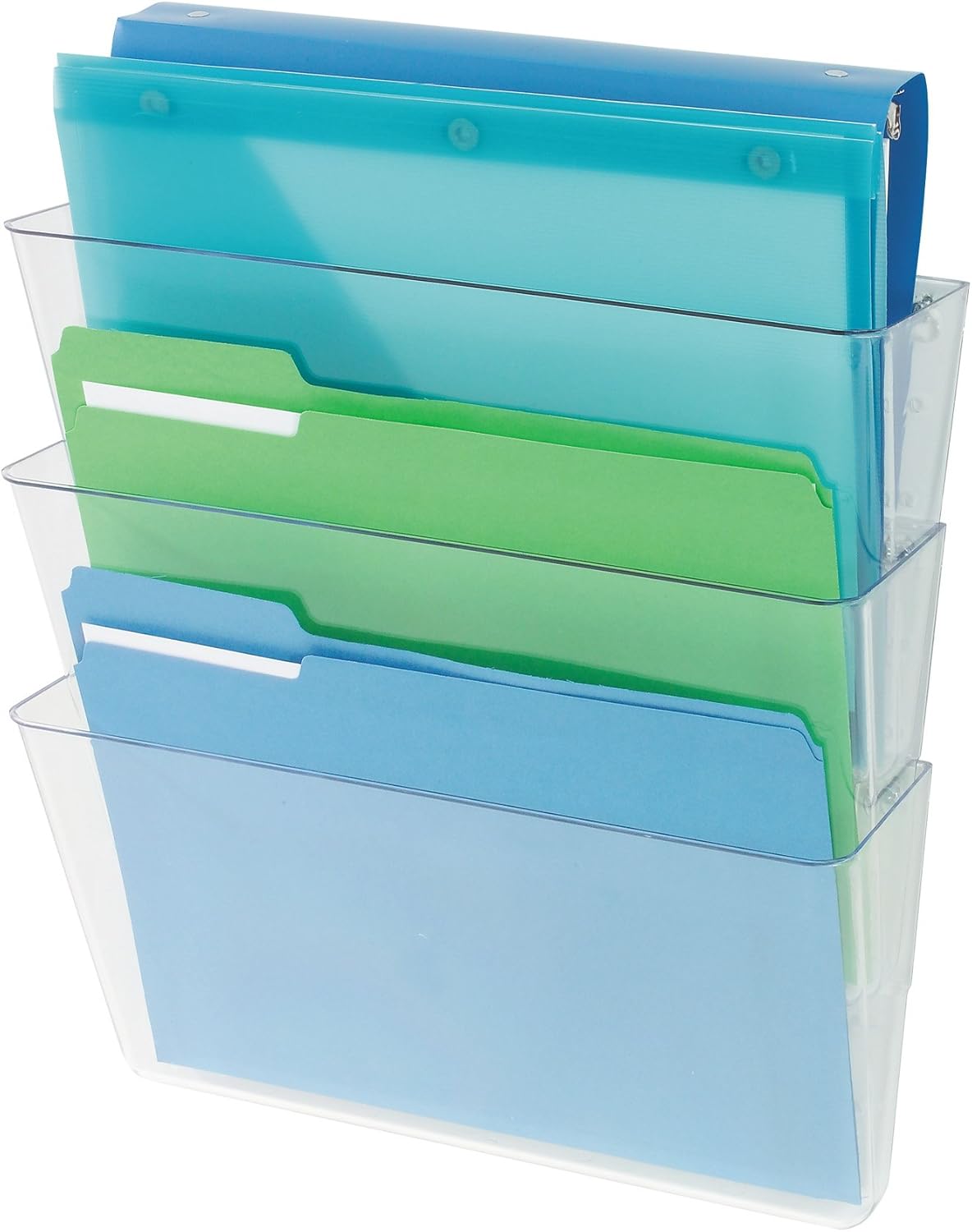 Deflecto Office DocuPocket 73604, Wall File Organizer, Stackable, Letter Size, Black, Set of 3, 13"W x 7"H x 4"D : Hanging Wall Files : Office Products