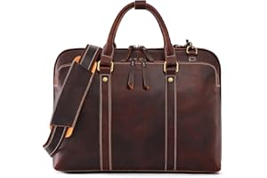 CENUNCO Genuine Leather Briefcase for Men Business Travel 16 inches Laptop Messenger Bags Office Satchel Bag
