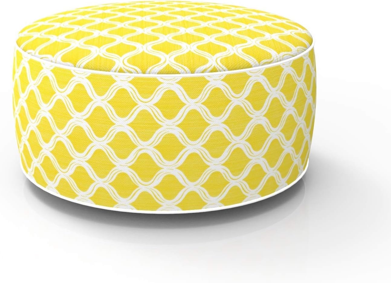 FBTS Prime Outdoor Inflatable Stool Ottoman Yellow Geometry Round 21x9 Inch Patio Foot Stools and Ottomans Portable Travel Footrest Used for Outdoor Camping Home Yoga Foot Rest