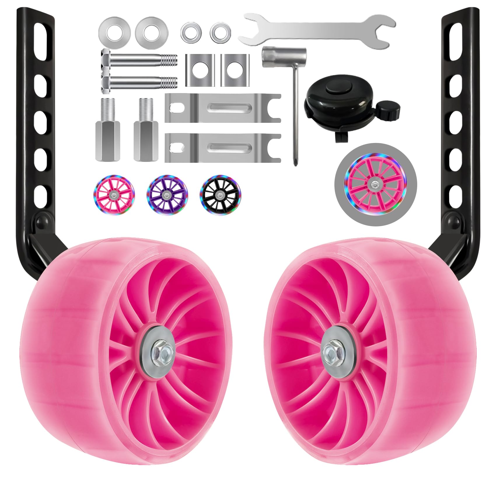Photo 1 of HAWENS Bike Training Wheels Mute Flash Wheels with Adjustable Bicycle Stabilizer Mounted Kit Compatible for 12 14 16 18 20 inch Single Speed Bike