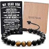 Quietsun Tiger Eye/Agate Bracelet Gifts for Dad/Son/Grandson/Boyfriend/Husband on Graduation Fathers Day Anniversary Birthday