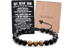 Quietsun Tiger Eye/Agate Bracelet Gifts for Dad/Son/Grandson/Boyfriend/Husband on Graduation Fathers Day Anniversary Birthday