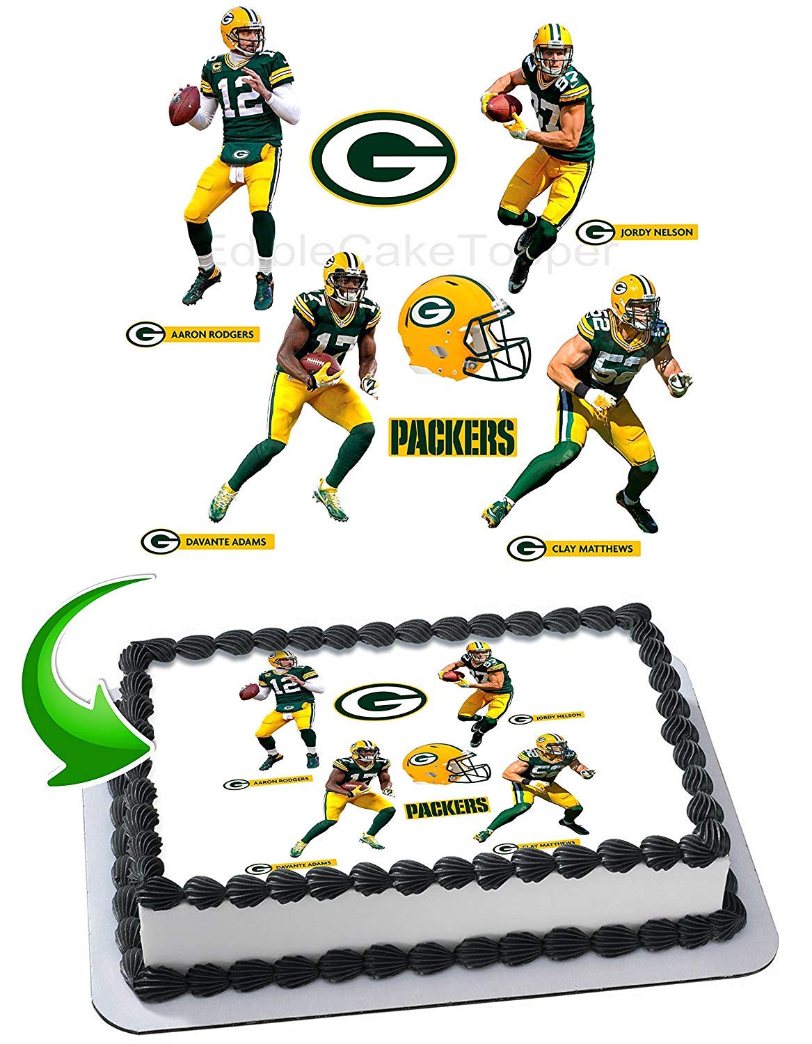 Packers Edible Image Cake Topper Party Personalized 1 4 Sheet Amazon Com Grocery Gourmet Food