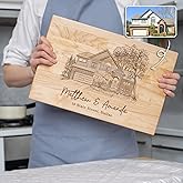 Forest Decor Personalized House Engraved Cutting Board, Custom Home Drawing Engraved with Name, Date & Address, Realtor Closing Gift, First Home Gift, Housewarming Gift for New Home, Made in USA