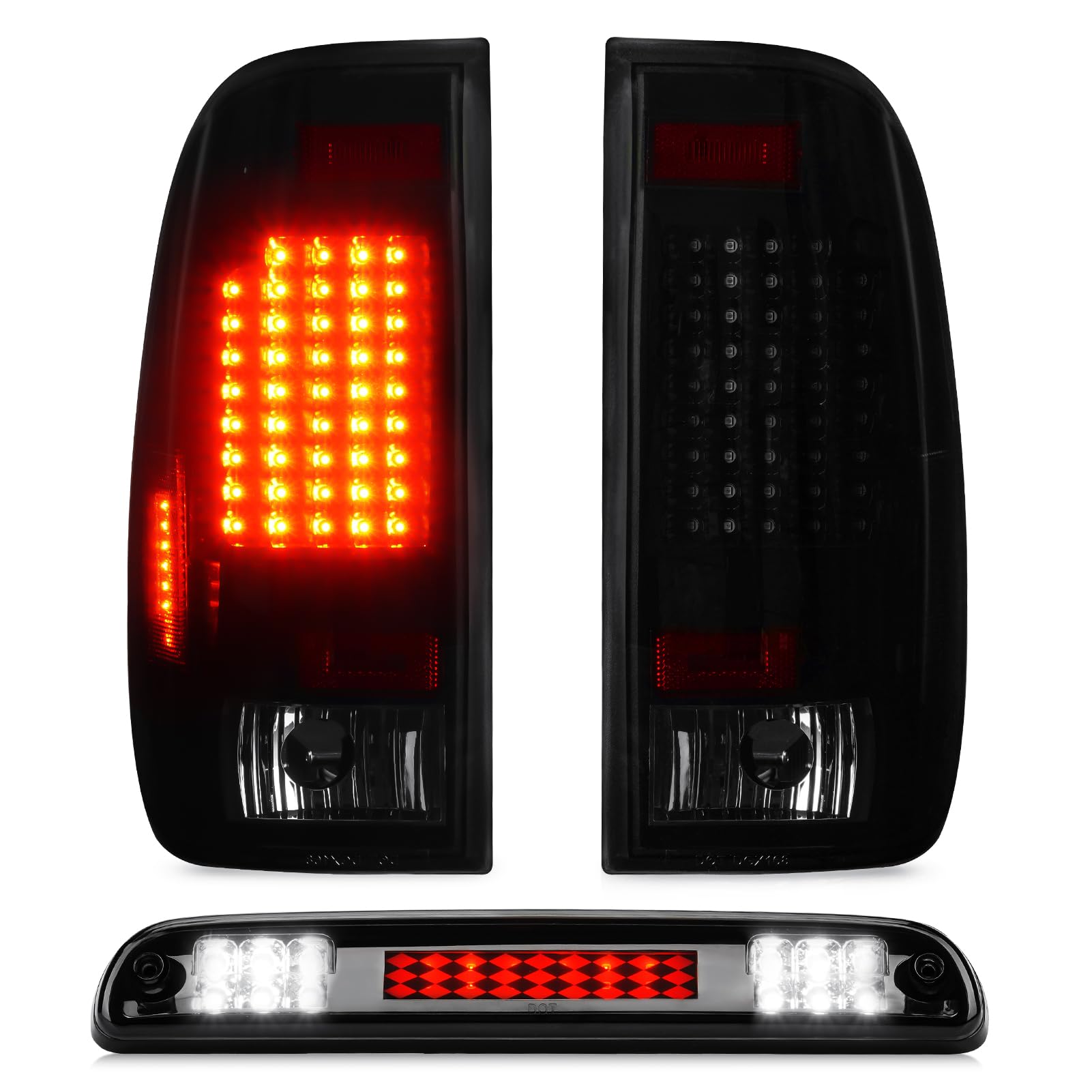 Photo 1 of Tail Light + 3rd Brake Cargo Lamp for Ford F-250 F-350 F-450 F-550 Super Duty 1999-2007, Only Fits Styleside Fleetside Models, Third Center High Mount Stop Light Rear LED Taillight