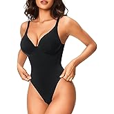Nebility Shapewear Bodysuits for Women Tummy Control Body Shaper Deep V Neck Thong Body Suits