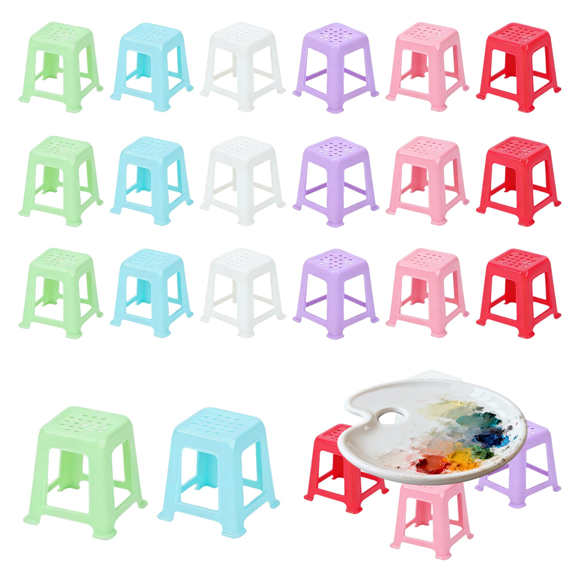 Wenfubrixa 24 Pieces Mini Canvas Stand for Painting Solid Color Canvas Holder for Fluid Acrylic Paint Non Slip Acrylic Pouring Feet Riser for Art Classroom & Studio Use (24 Pcs)