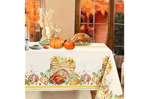STARAISE 3PCS Thanksgiving Tablecloth, Disposable Plastic Tablecloths Rectangle Give Thanks Table Cover with Harvest Pumpkin Turkey for Home Kitchen Party Picnic Thanksgiving Decorations, 51.2x 86.6inch