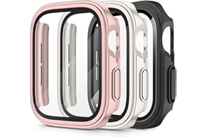 Mugust 3 Pack Hard PC Case Compatible with Apple Watch Series 6 SE Series 5 Series 4 40mm, Full Protective Cover Case with Te