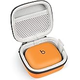 RISETECH Earbud Case Compatible with Beats Powerbeats Pro 2 Wireless Bluetooth Earbuds, Portable Travel Hard Shell Earphone Case - with Clip (Orange)