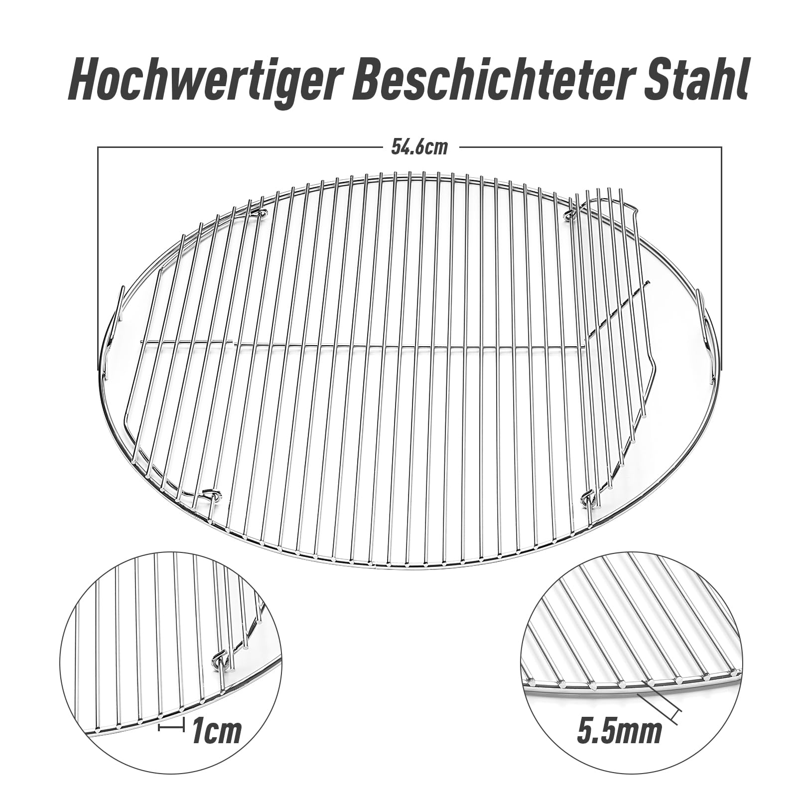 7436 54,6CM Rund Grillrost Klappbarem für Weber 57CM Holzkohlegrills,Grillrostersatzteil für Weber One-Touch Wasserkocher PCH835, Gourmet System,Bar-B-Kettle,Master-Touch,Smokey Mountain Cooker Smoker 2