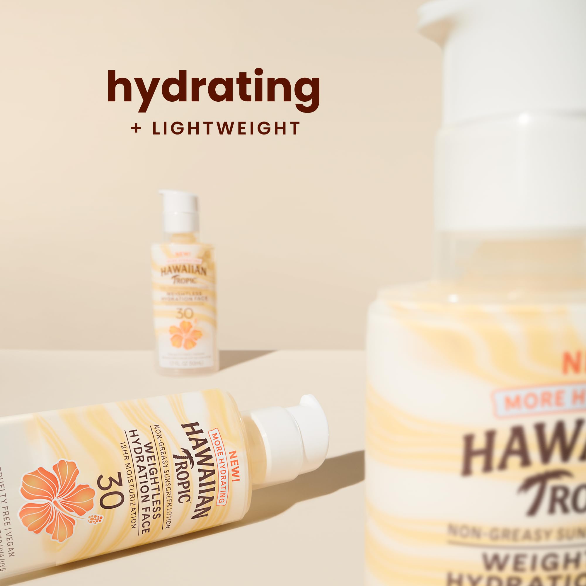 Hawaiian Tropic Weightless Hydration Face Sunscreen SPF 30, 1.7 oz | Beach Essentials | Summer Essentials | Travel Size | Sun Protection