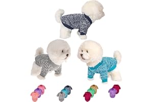 MOIRIG Dog Sweater, Dog Sweaters for Small Dogs, 2, 3 Pack Warm Soft Pet Clothes for Puppy, Medium Large Cat, Dogs Girl or Boy, Dog Shirt for Winter Christmas (Grey+Navy+Blue, Medium)