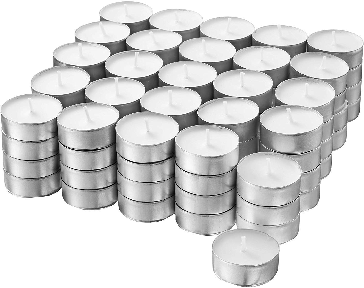 S&S-Shop 100 Tea Lights Approx. 4 Hour Burning time, White, unscented, Diameter 38 mm, Tea Lights, Candles
