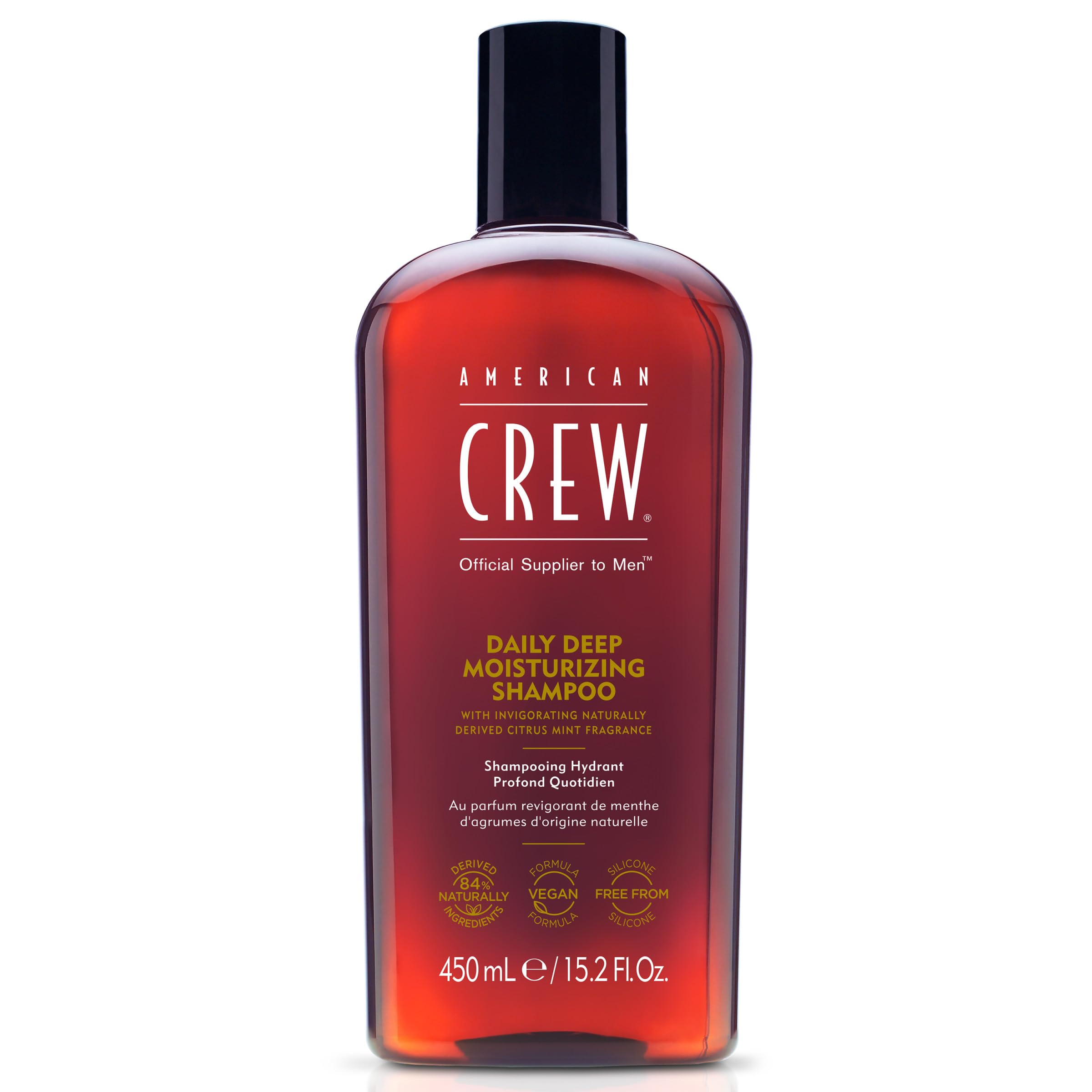 American Crew Daily Deep Moisturising Shampoo, Vegan & Silicone Free (450ml) to Nourish & Detangle Hair, Formulated for Men