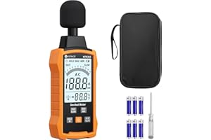 Neoteck 30-130dB Decibel Meter with A/C Weighted Digital Sound Level Meter with MAX/MIN Fast/Slow Response Rate Portable Backlight SPL Meter with Data Hold for Home Office Factories Noisy Neighbors
