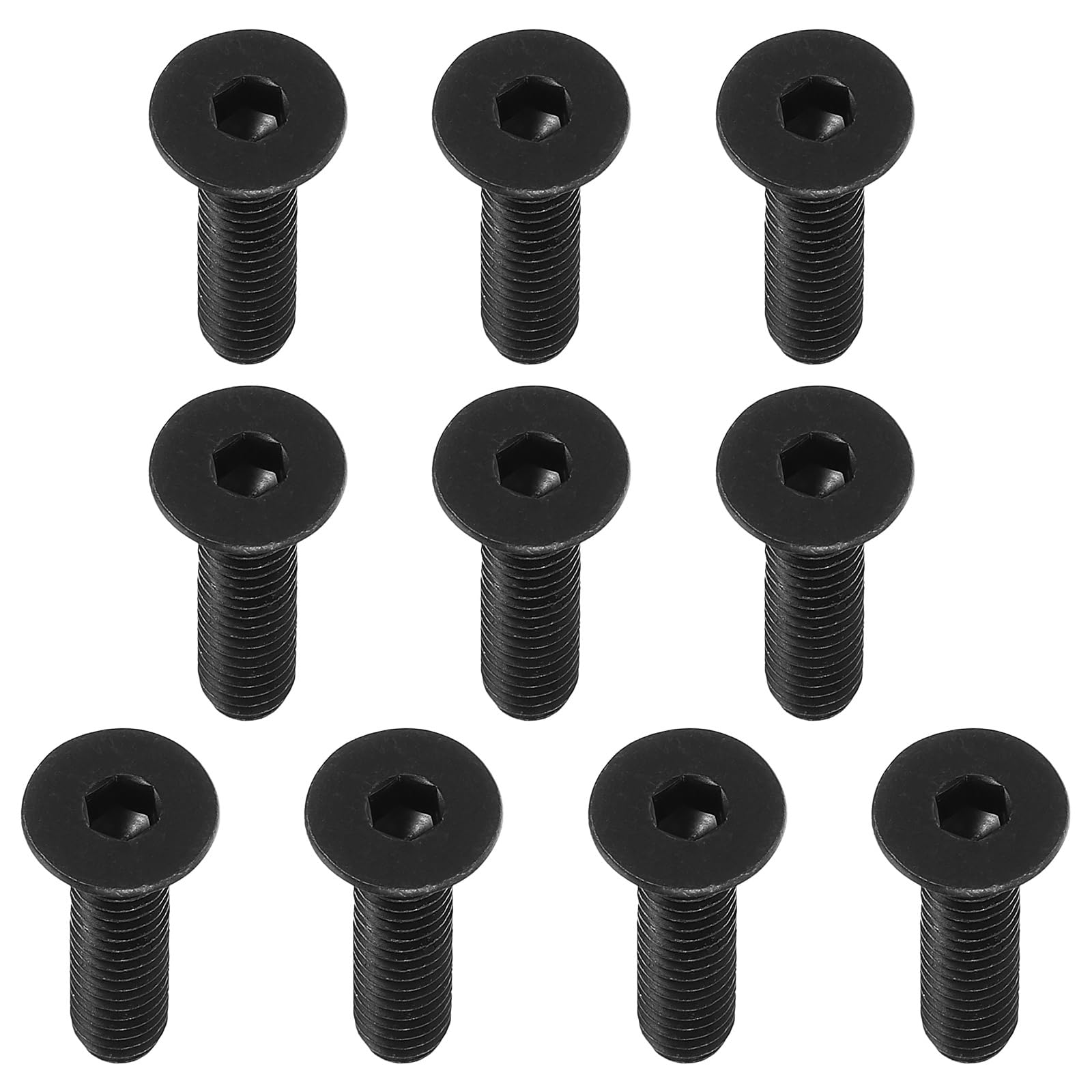 PATIKIL 5/16-18 x 1-1/4" Flat Head Socket Cap Screws, 10 Pack Flat Countersunk Bolts Carbon Steel Hex Socket Drive Machine Screws Full Thread Black Oxide Grade 10.9