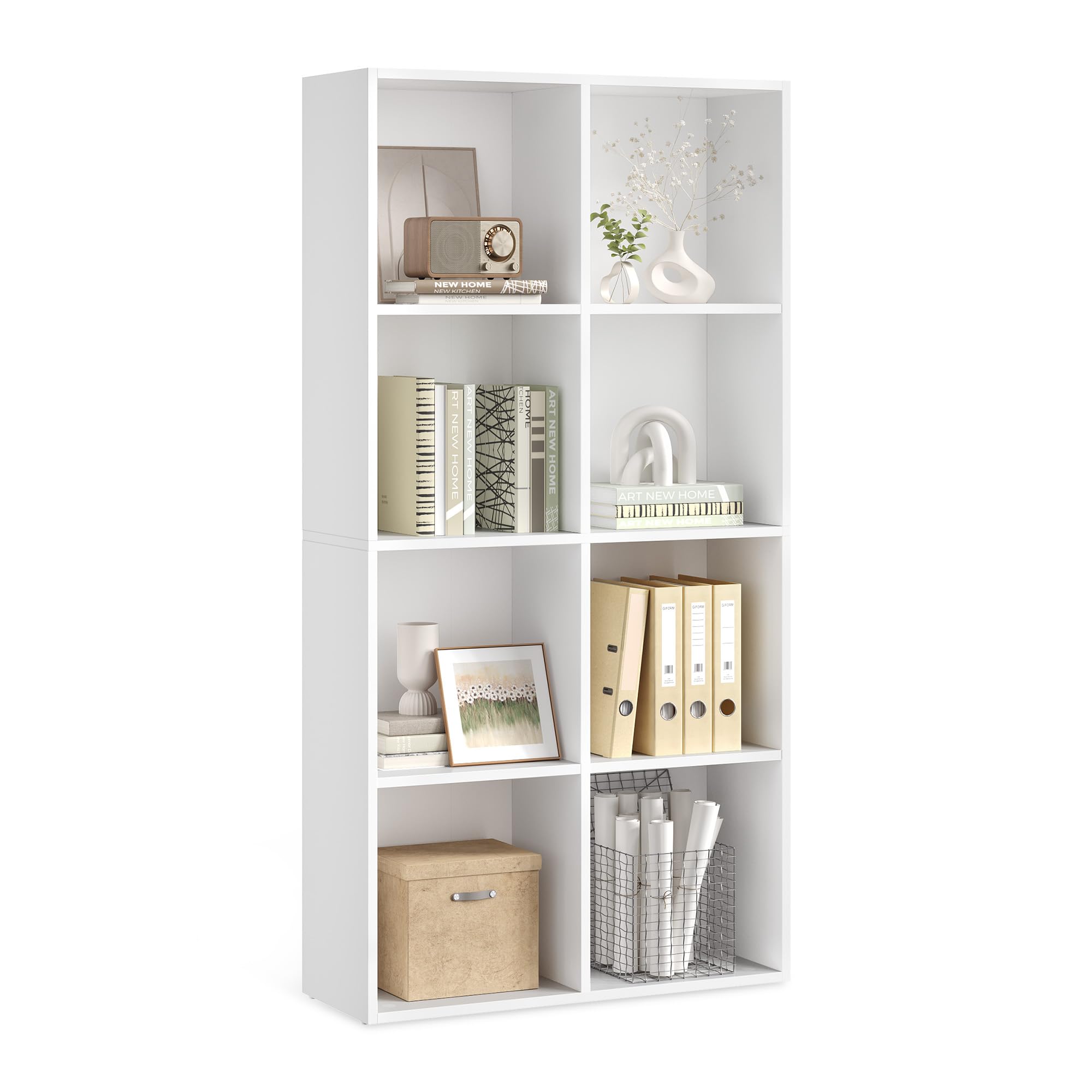 Photo 1 of ***FINAL SALE/NO RETURN, SOLD AS PARTS*** VASAGLE Custos Collection - Bookshelf, Bookcase, Cube Shelf with 8 Compartments, 9.4 x 25.8 x 51 Inches, Storage Shelf, for Living Room, Home Office, Dining Room, Cloud White ULBC424W01