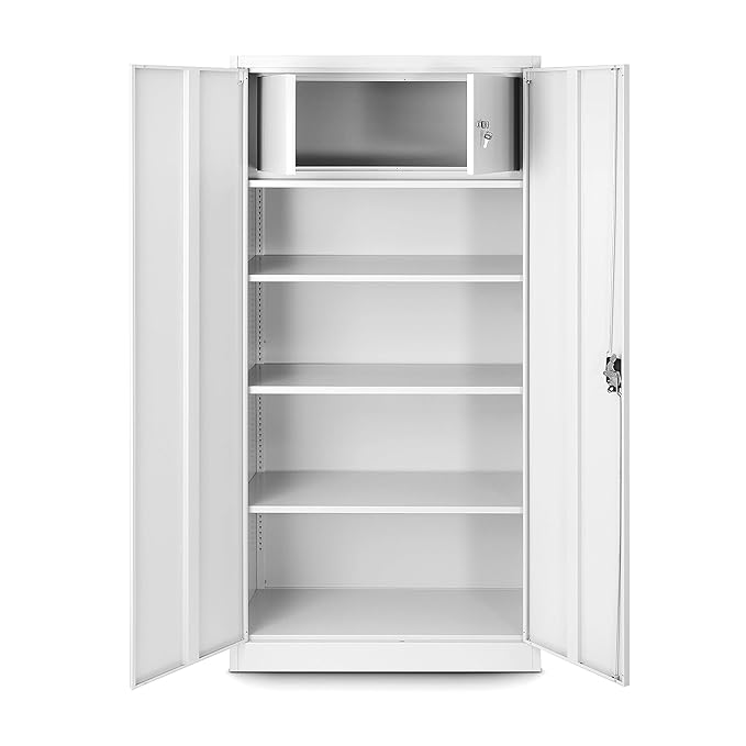 Jan Nowak by Domator24 Aktenschrank mit Geheimfach C001D Metallschrank Büroschrank Stahlblech Pulverbeschichtung weiß, Metall