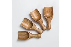 MornHalo 4PCS Acacia Wood Coffee Scoops Small Wooden Coffee Scoop for Jars and Containers Set of 4 Tablespoon Bean Scoops Cute Coffee Measuring Spoon for Cooking Bath Salt Coffee Beans