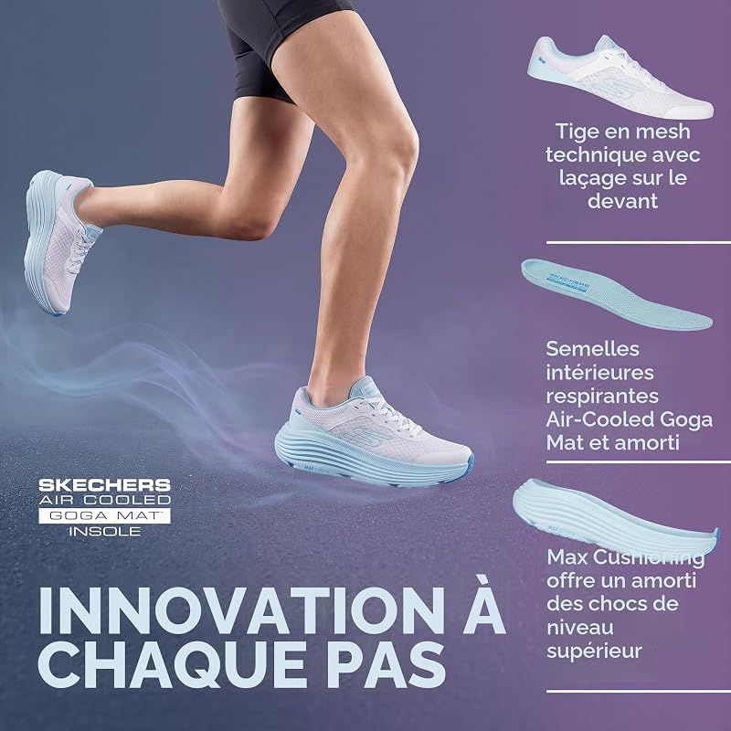Baskets Max Cushioning Endeavour CANOVA pour Femme, Bordure synthétique Blanche Bleu Clair, 38 EU