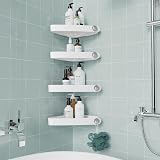 Sotfamily 4 Packs Corner Shower Caddy No Drill Adhesive Rust Free Plastic White