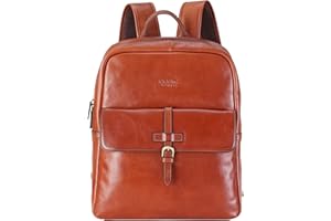 Genuine Leather Backpack Rucksack – Vintage Laptop Bag Fits 15.6” – Cowhide Travel Shoulder Bag for Men & Women – 14L Daypack