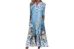 TAPANET Womens Summer Dresses 2024 Casual Plus Size Dress Trendy Floral Boho Dress Flowy Spring Dress Shirt Dress with Pocket
