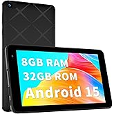 VASOUN Android 15 Tablet 7 inch 2025, 8GB(3GB+5GB Expand) RAM 32GB ROM, 5-Core Processor, Ultra-Portable, 5G WiFi 6, 3500mAh Battery, Kids & Travel Tablet with Case