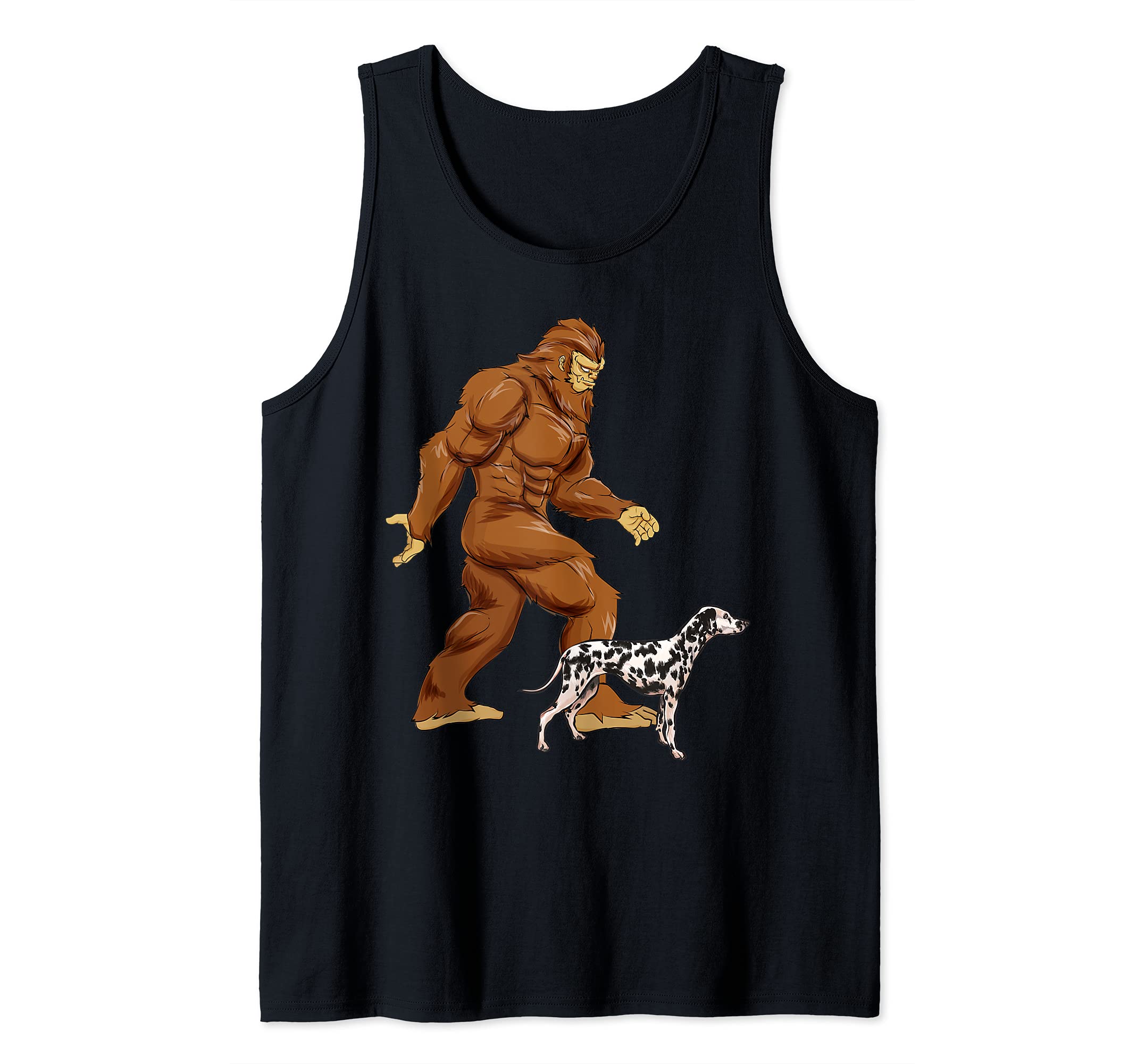 Funny Bigfoot Walking Dalmatian Sasquatch Dog Tank Top