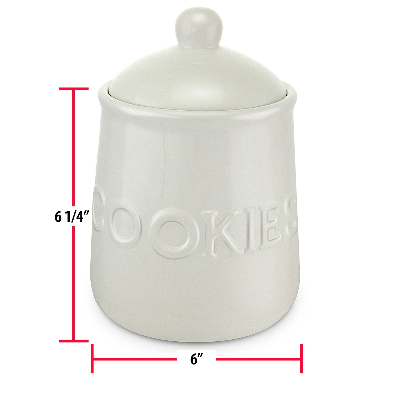 KOVOT Ceramic Classic Cookie Jar And AirSealed Lid Measures 6 1/4"L