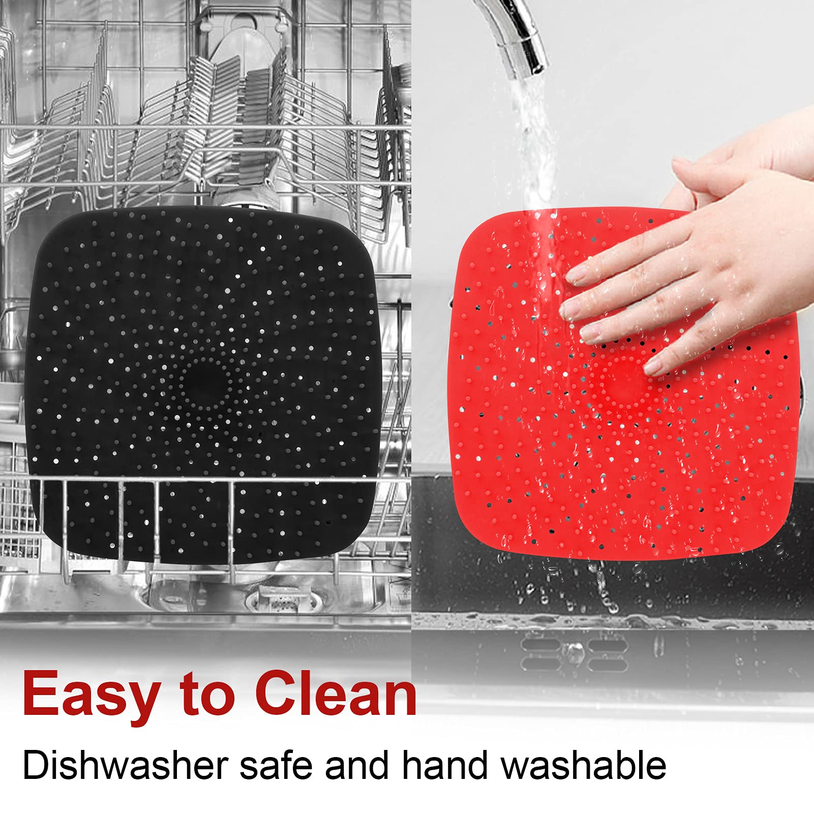 Upgrade Reusable Air Fryer Liners with Raised Silicone | Patented Product | BPA Free Non-Stick Silicone Air Fryer Mats | Air Fryer Silicone Tray Accessories | 2 Size Options – 9 Inch Square