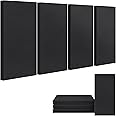 UMIACOUSTICS 4 PCS 2” Thick Acoustic Panels, Fiberglass Sound Proof Panels, Self-adhesive Sound Absorbing Panels for Studios, Office, Home Theater. (Black)