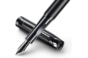 BOCIYER samurai Fountain Pen Set,Hand Polished Medium Nib,Calligraphy Nib(Bent Nib),Includes 8 Ink Cartridges,Ink Refill Converter*2 And Gift Box,Best Pen Gift Set for Men & Women（Black ）