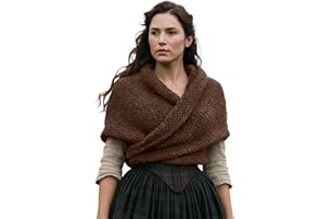 L'VOW Women's Knitted Sontag Shawl Triangle Sweater Wrap - Tribal Celtic Shawl Renaissance Viking Wedding