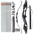 D&Q Bow and Arrow for Adults Takedown Recurve Bows Hunting Bow Archery Set Adult Longbows Kit 56" 30-50lb Right Hand Bow Aluminum Alloy Riser for Beginner and Professional Hunting Shooting