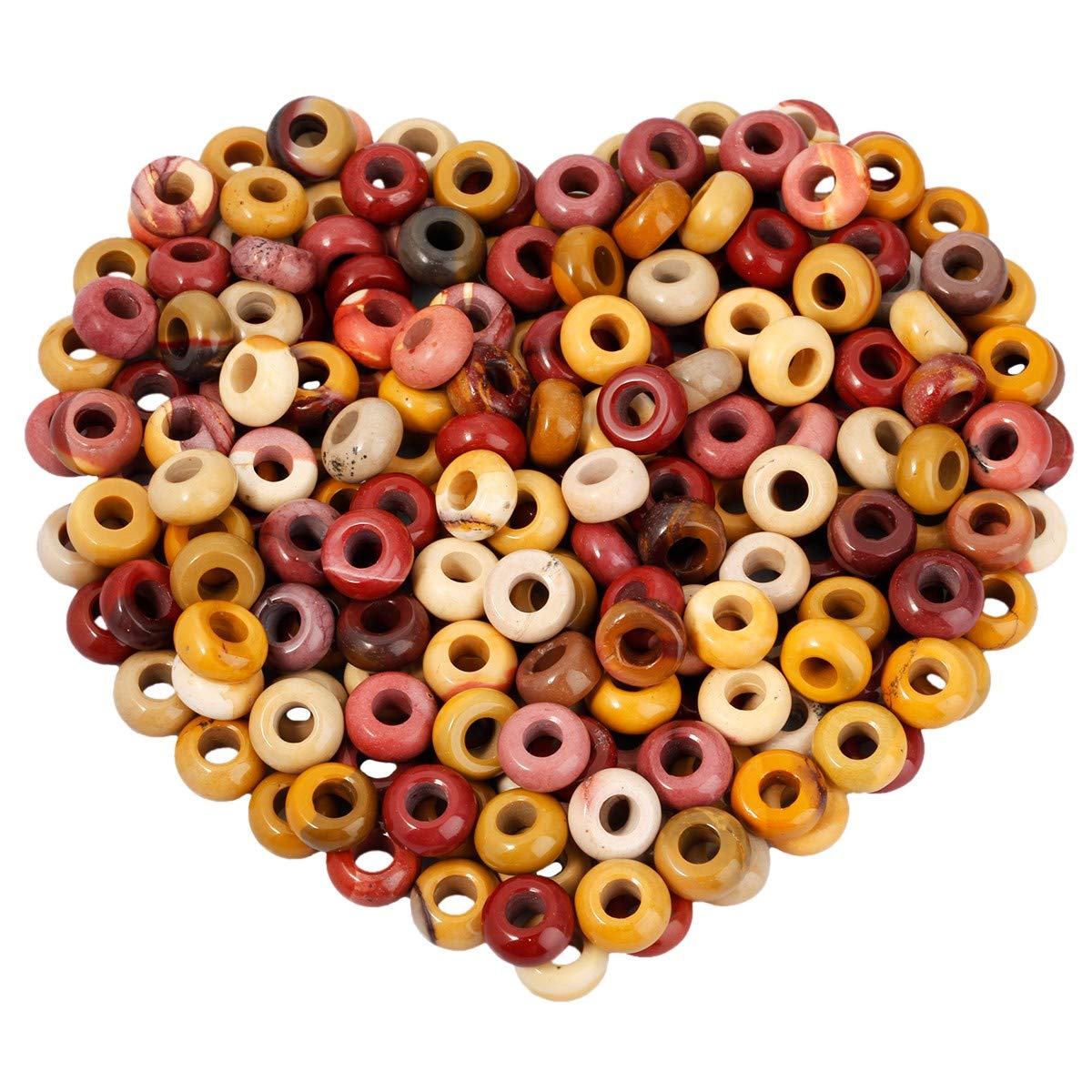 mookaitedecor 20pcs 12mm Natural Mookaite Round Large Hole Gemstone Beads for Jewellery Making, Loose Rondelle Crystal Stone Beads for Crafting European Bracelet Macrame DIY Projects