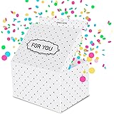 FETTIPOP Gift Box DIY, Gift Box Exploding Confetti (Premium White) 7.1x5.5x4.3 inches, Birthday, Party, Father’s and Mother’s