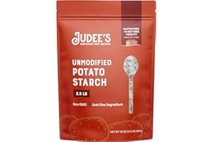 JUDEE'S GLUTEN FREE Judee's Unmodified Potato Starch - Starch Powder for Cooking & Breading - Flour Substitute for Gluten Free Baking - High-Heat Resistant Non-GMO Powder - 40 Ounce, Pack of 1