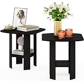 Furinno SIMPLE DESIGN Set of 2 Side Table, 2-Tier End Table, Espresso | Soft Edges, Open Shelves Modern Night Stand, Bedside Table, for Living Room, Bedroom