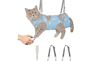 Supet Cat Grooming Hammock, Soft Fabric Nail Clipper Hammock, Self-Adhesive Wrap for Cutting Nails, Quickly Calm Down for Medicine, Teeth Brushing, Ear Cleaning