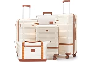 NEISIA Luggage Sets 3 Piece, Suitcases with Wheels, Hardshell Suitcase Set, PC+ABS Carry on Luggage Set with TSA Lock, Travel Luggage (Beige)
